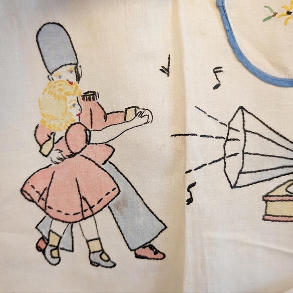 VINTAGE SMOCK Girls Cotton Apron Embroidered Cream Cottage Rare Antique Heirloom - Picture 6 of 10